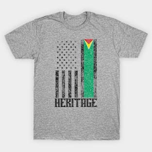 Guyana Hispanic Heritage destressed flag T-Shirt